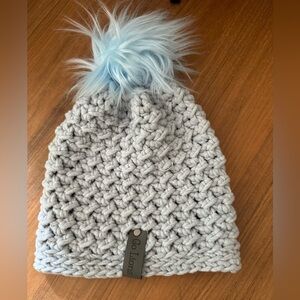 Detroit Lions NFL Knitted Beanie Blue Faux Fur Pom Light Blue Unique Women’s OS